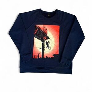 Obey Y2K Navy and Red Graphic Crewneck Sweater
